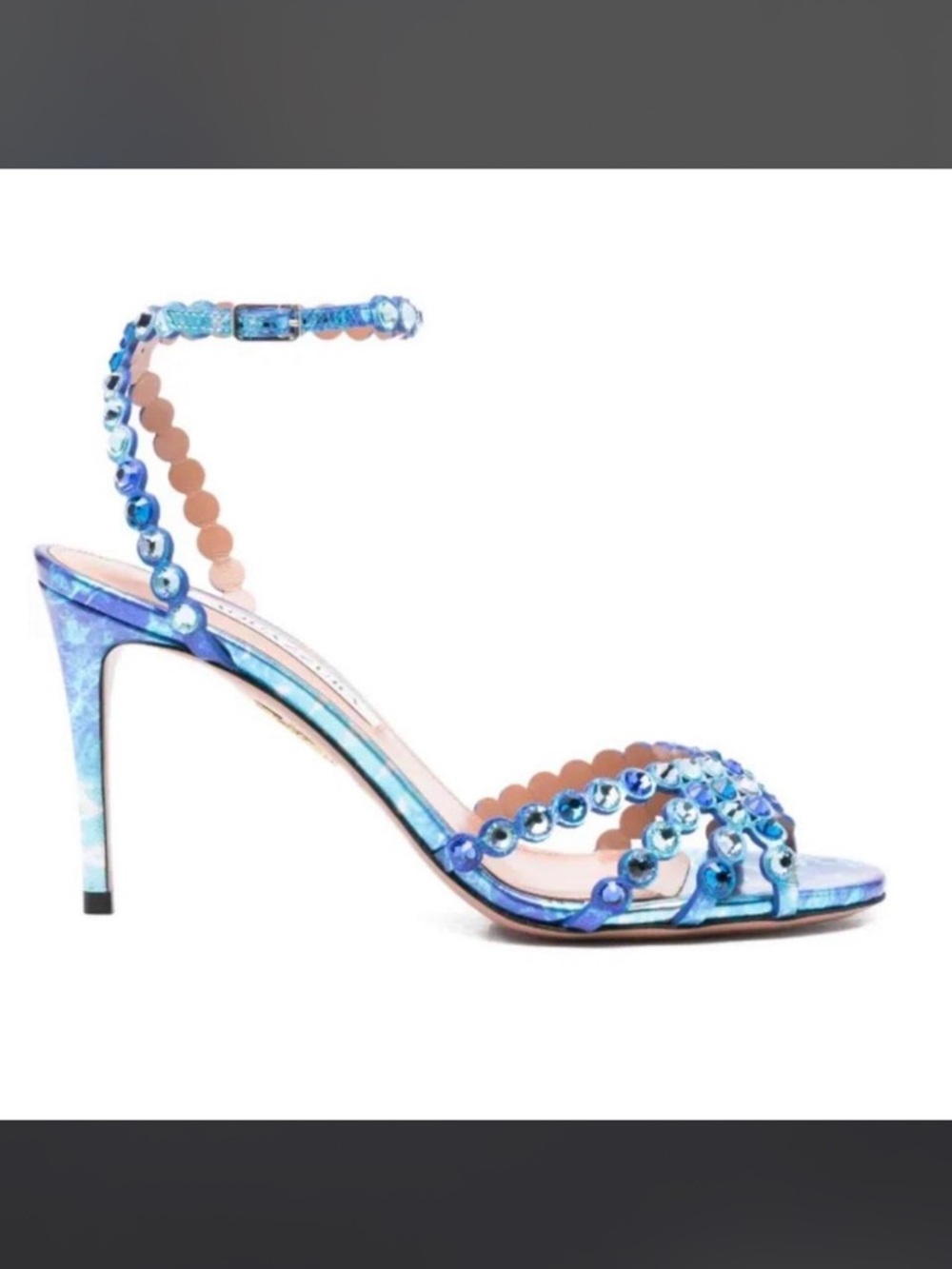 Aquazzura Blue Crystal-Strap Stiletto Sandals